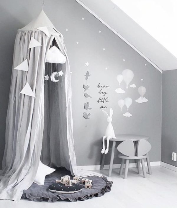 Stor grå maxi sængehimmel i hør, Cotton&Sweets