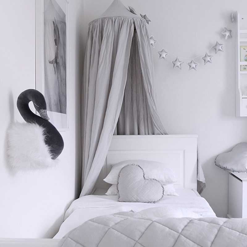 Stor grå maxi sængehimmel i hør, Cotton&Sweets