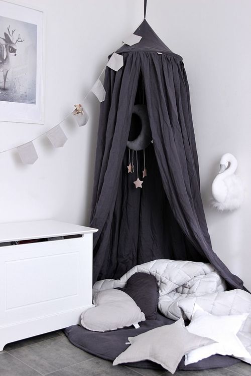 Stor grafit maxi sengehimmel i linned, Cotton&Sweets