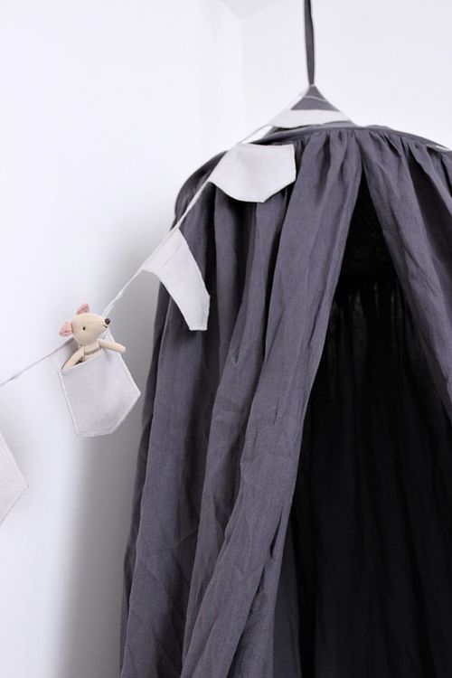 Stor grafit maxi sengehimmel i linned, Cotton&Sweets - Billede 3