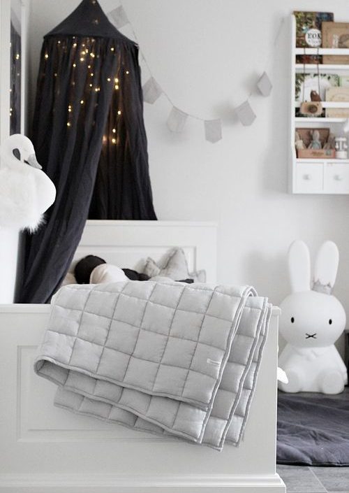 Stor grafit maxi sengehimmel i linned, Cotton&Sweets