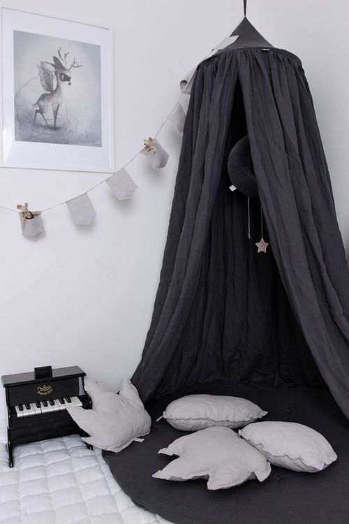 Stor grafit maxi sengehimmel i linned, Cotton&Sweets - Billede 5