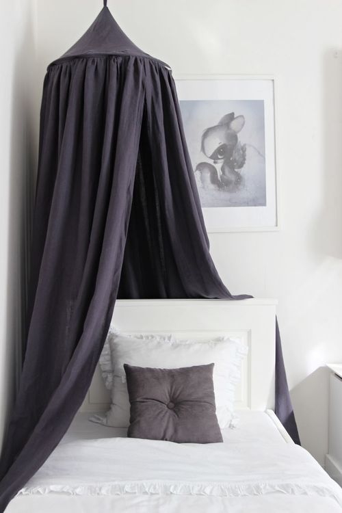 Stor grafit maxi sengehimmel i linned, Cotton&Sweets - Billede 4