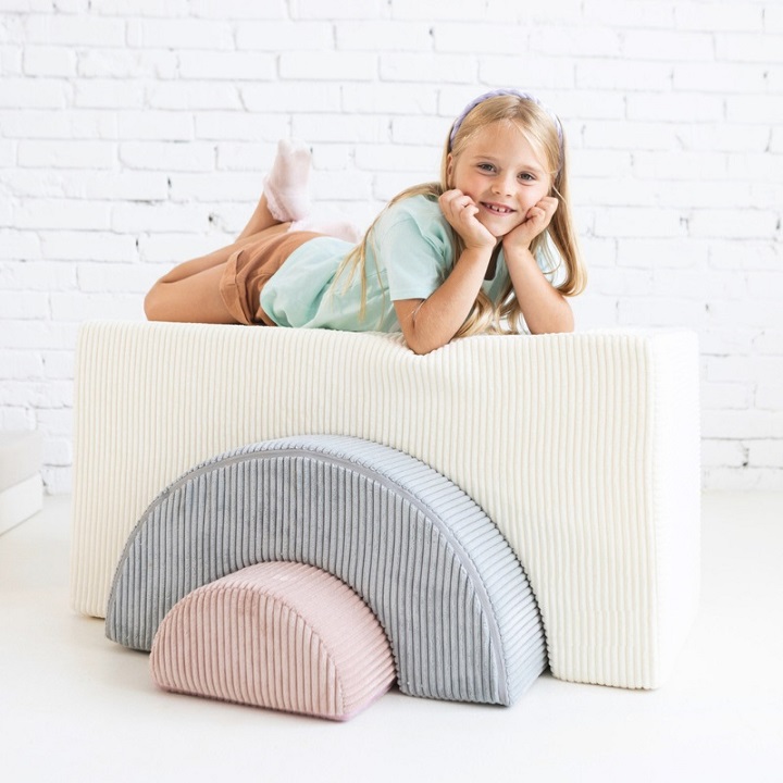 Babylove, Bygbare klodser i stof Rainbow, grå - Billede 4