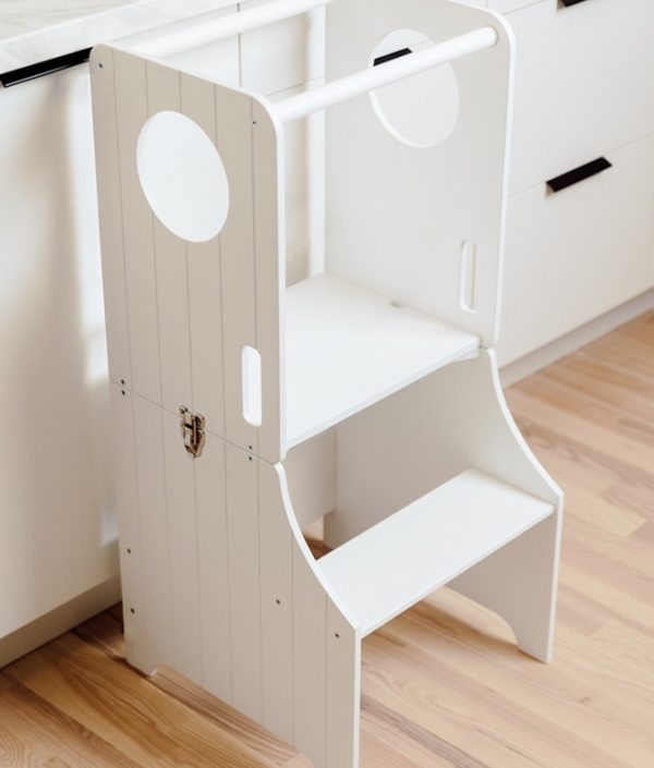 Duck Woodworks, Byggbar køkkenpall med rutsjebane, hvid
