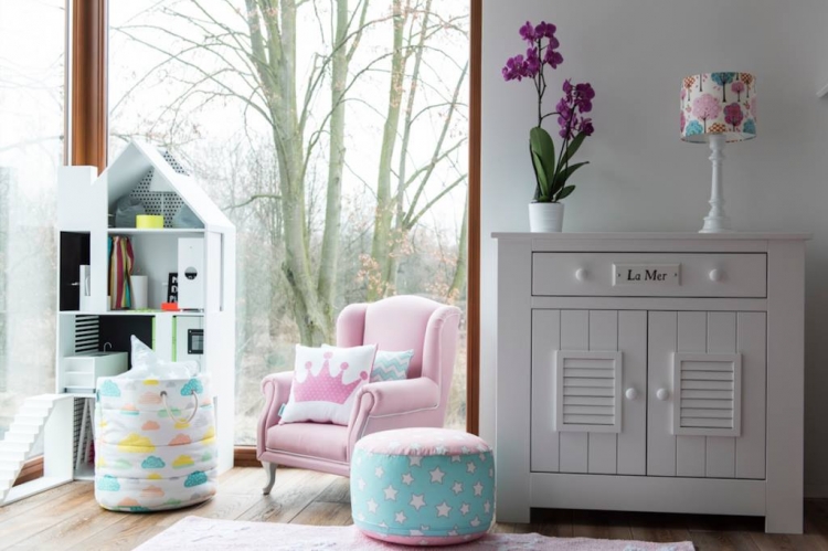 Sidepuf pink&mint stjerner