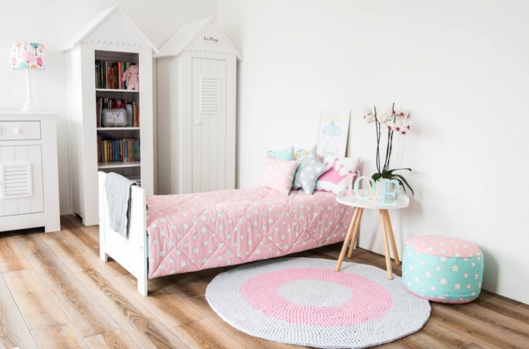 Sidepuf pink&mint stjerner - Billede 2