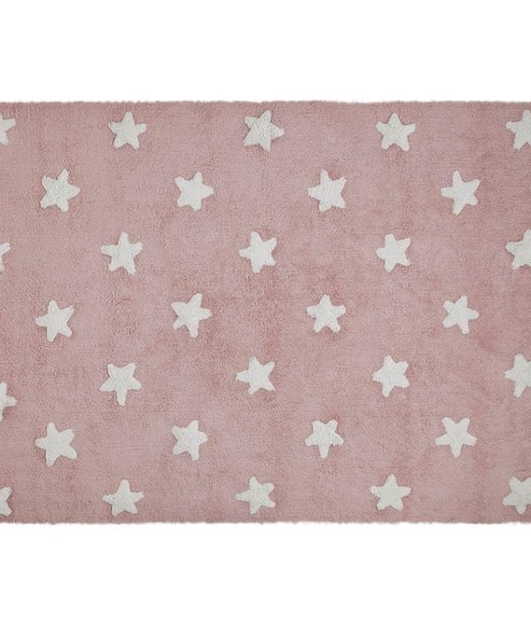 Lorena Canals tæppe til børneværelset 120 x 160, stars pink/white