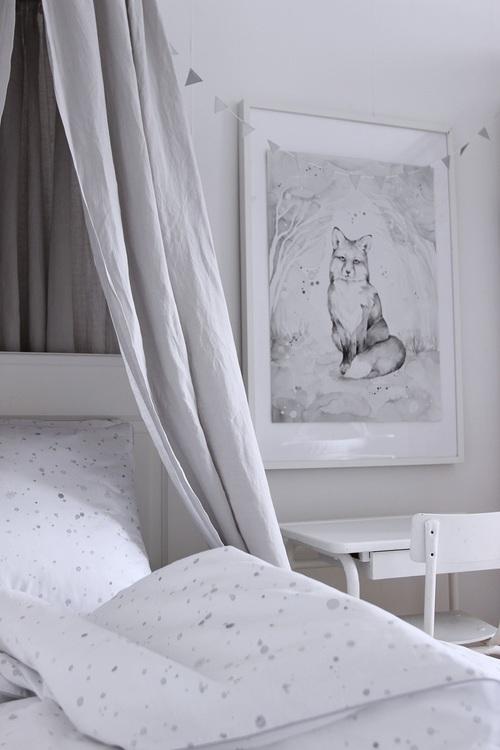 Grå sengehimmel af linned til børneværelset med lyskæde, Cotton&Sweets - Billede 5