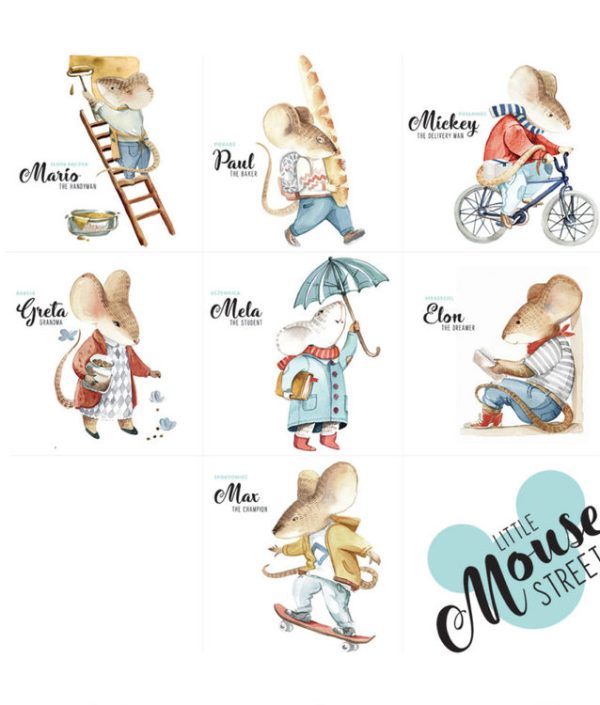 Dekornik, Vægklistermærker Little Mouse Street