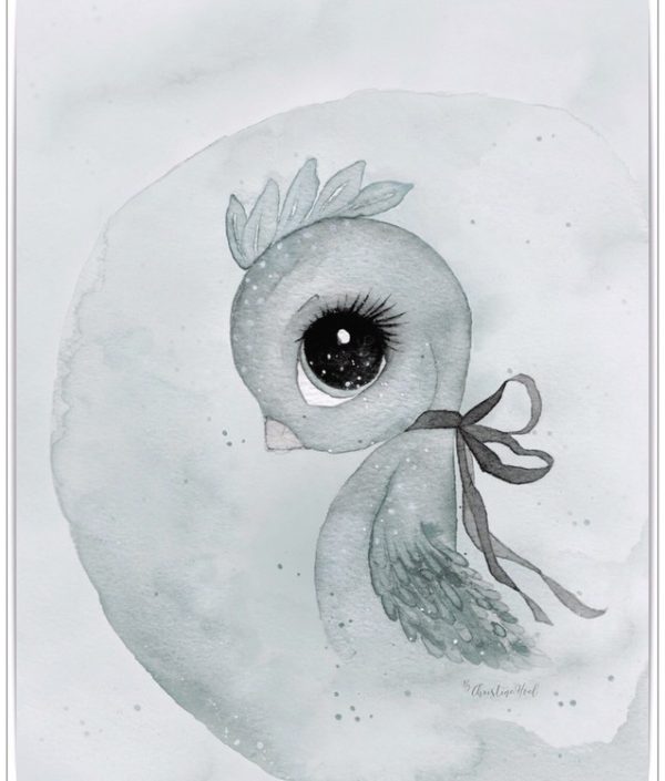 Plakat Bird A4, By Christine Hoel, Billede til børneværelset