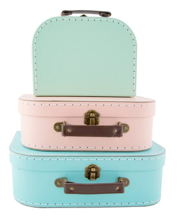 Sass&Belle, opbevaringskasser kuffert pastel retro, 3-pak