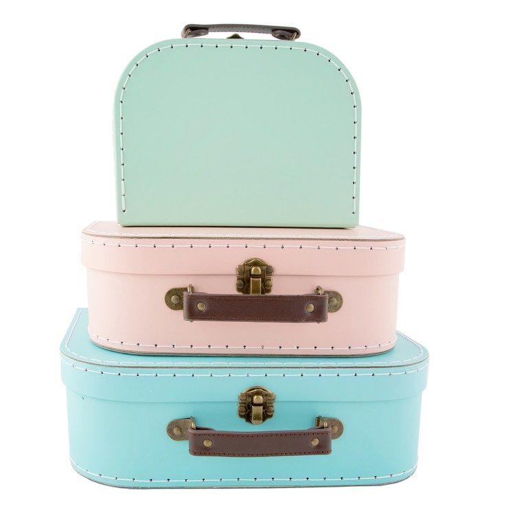 Sass&Belle, opbevaringskasser kuffert pastel retro, 3-pak