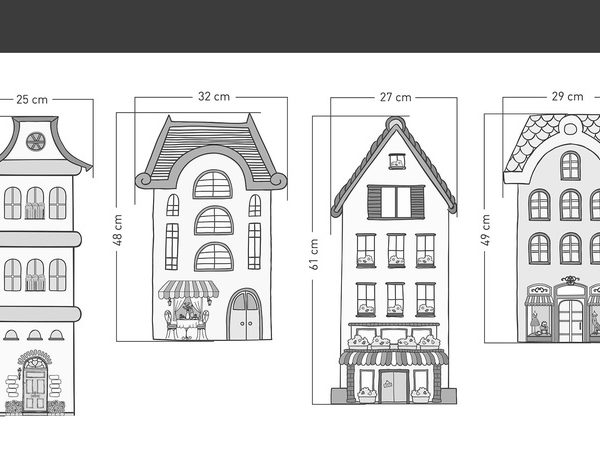 Vægklistermærke hus i byen