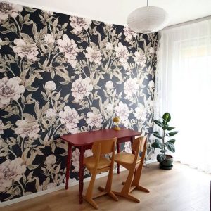 Dekornik, tapet Peonies Navy Blue