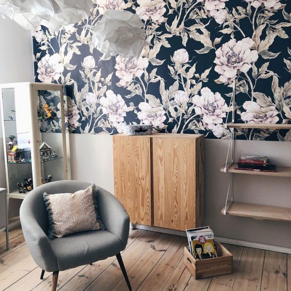 Dekornik, tapet Peonies Navy Blue - Billede 5