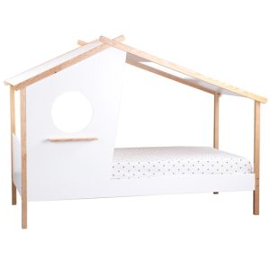 Hvid/natur husseng halvhus 90x200 med opbevaring