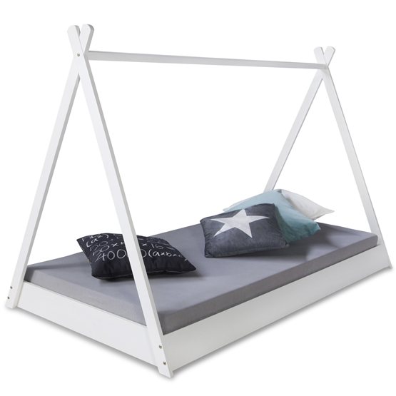 Hvid husseng tipi med gardin 90x200 - Billede 5