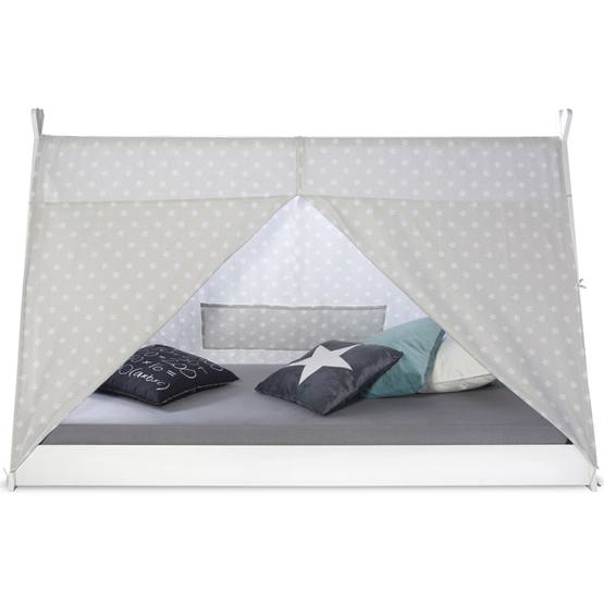 Hvid husseng tipi med gardin 90x200 - Billede 4