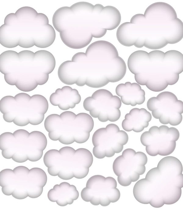 Babylove, lyserøde sky wallstickers 22 stk.