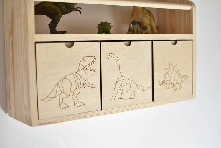 Væghylde Dino med tre skuffer, Cameleon - Billede 7