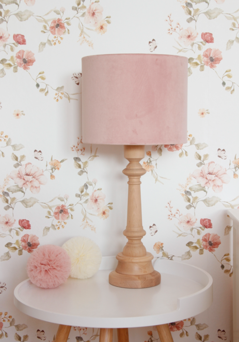 Lamps&Company, Bordlampe til børneværelset, rosa fløjl