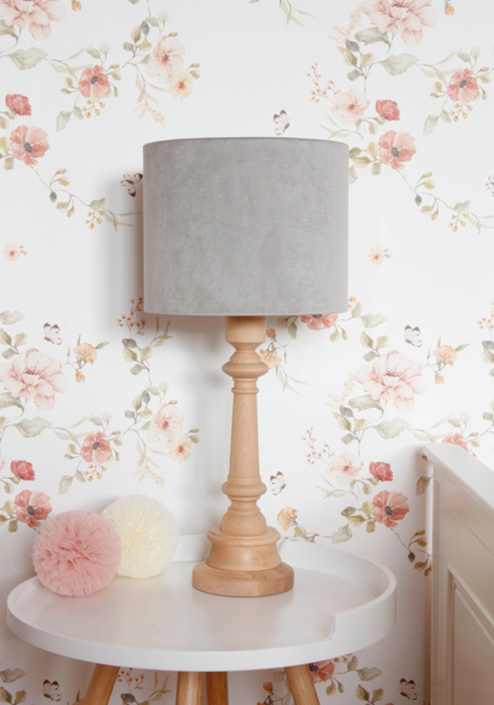 Lamps&Company, Bordlampe til børneværelset, grå fløjl