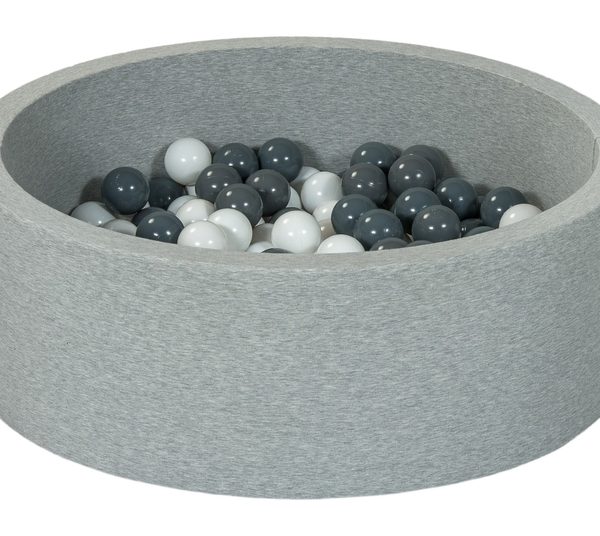 Lysegrå boldbassin BASIC, 90x30 med bolde (hvide, grå)