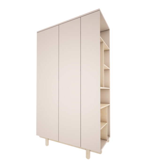 Woodluck, garderobeskab med bogreol, BASIC