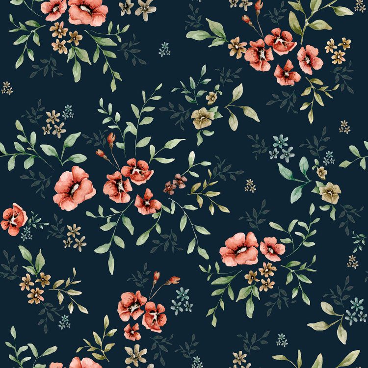 Dekornik, tapet French Folk Navy Blue