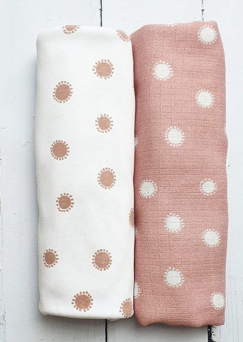 Barnevognssæt, lagen med elastik + sutteklud, sunny set, Pink No More