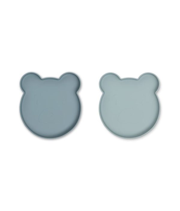 Liewood, Marty silikontallrik 2-pak, Mr bear blue mix