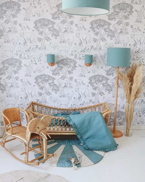 Lamps&Company, Bordlampe til børneværelset, blåt linned