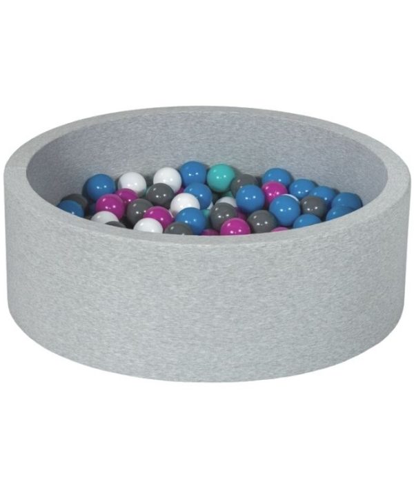 Lysegrå boldbassin BASIC, 90x30 med bolde (blå, grå, rosa, hvid)