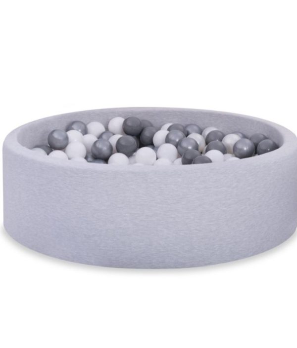 Lysegrå boldbassin BASIC, 90x30 med bolde (hvid, pearl, grå, sølv)