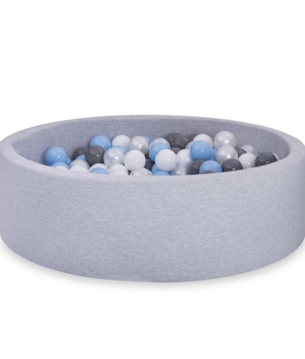 Lysegrå boldbassin BASIC, 90x30 med bolde (babyblå, grå, perle, hvid)