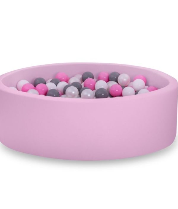 Rosa boldbassin BASIC, 90x30 med bolde (grå,rosa,perle,hvid)