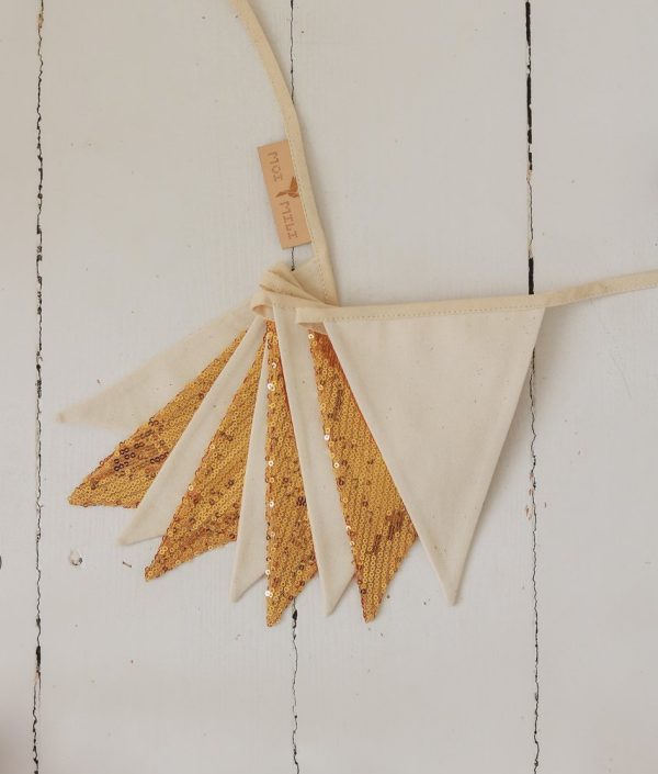 Moi Mili, vimpel med pailletter, guld/beige