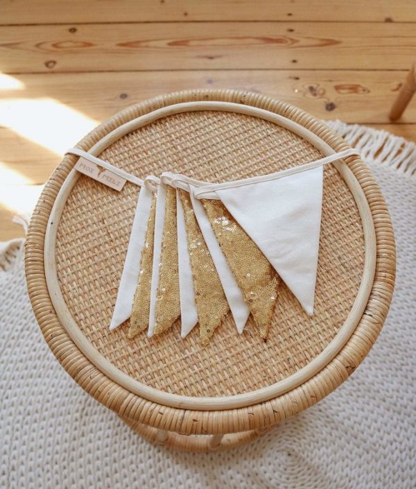 Moi Mili, vimpel med pailletter, guld/beige