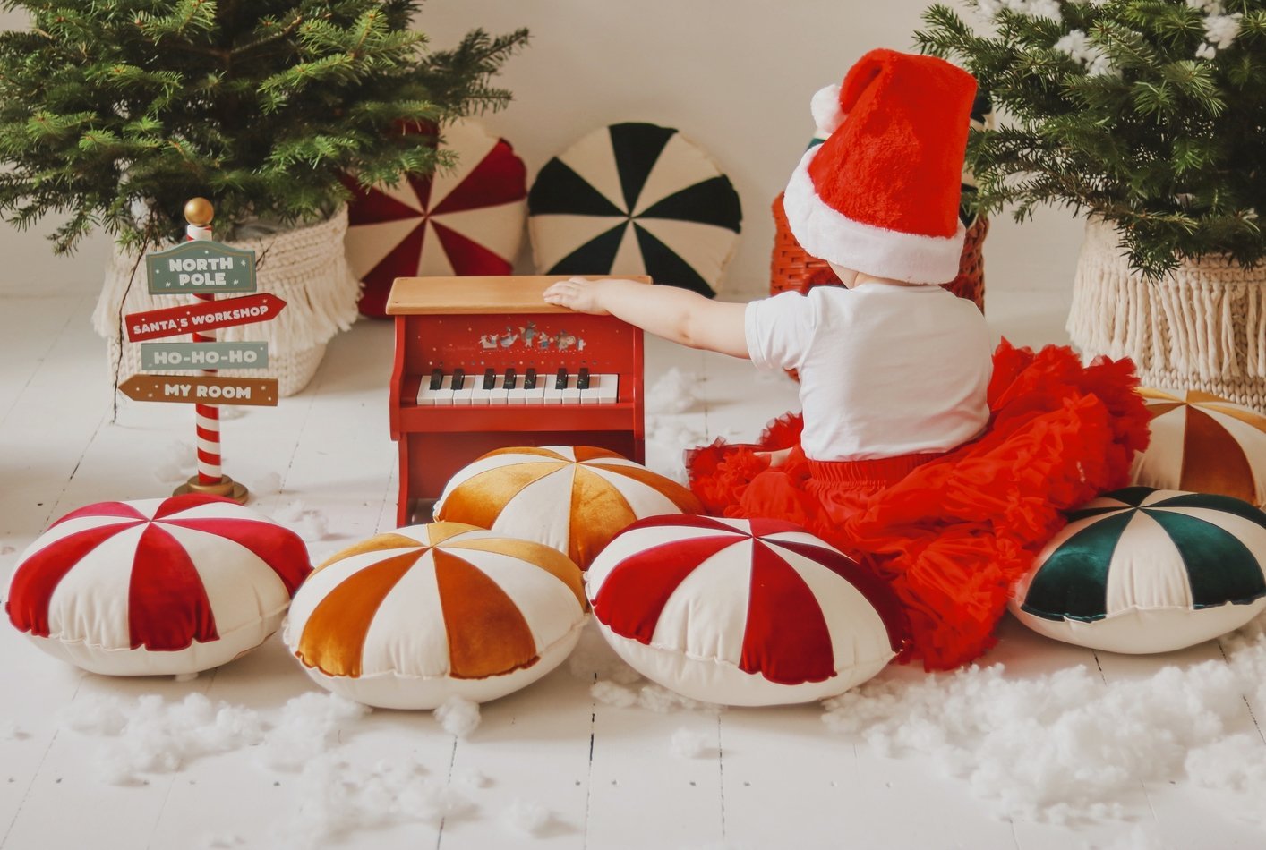Moi Mili, rund pude, Circus candy red - Billede 3