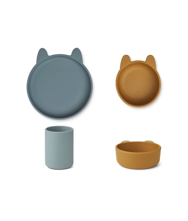 Liewood, Cyrus silikon madsæt 3 dele, Rabbit blue multi mix