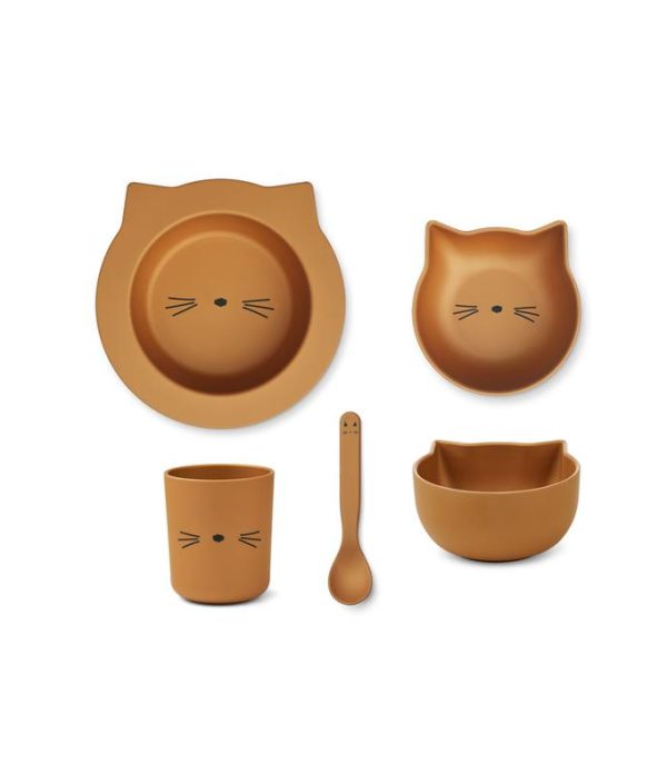 Liewood, Joana spisesæt 4 dele, Cat golden caramel