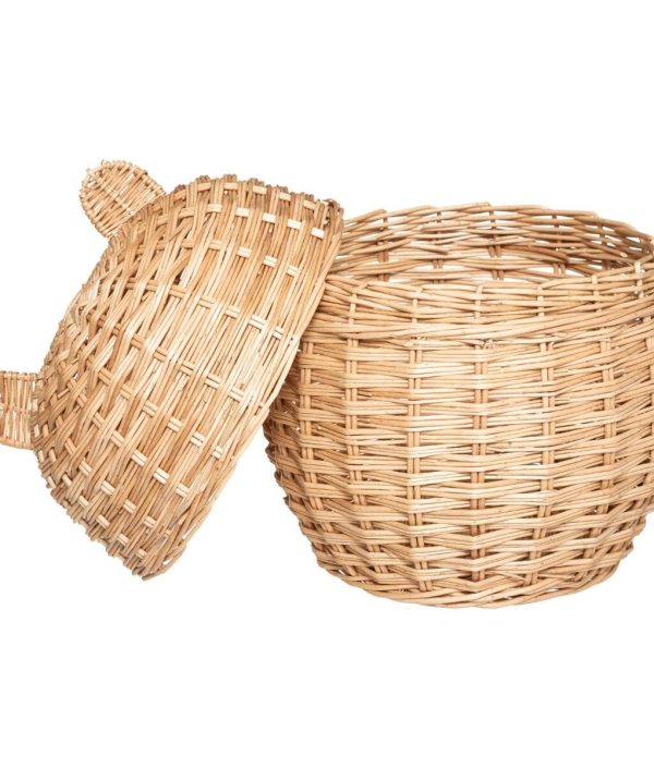 Opbevaringskurv med ører, rattan