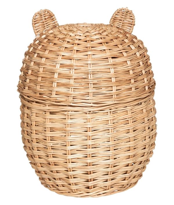 Opbevaringskurv med ører, rattan