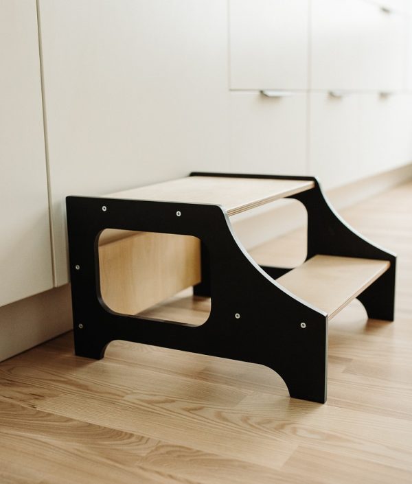 Duck Woodworks, Køkkenskammel sort/natur