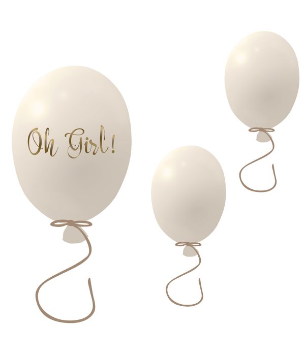 Vægklistermærke festballoner 3-pak, cream