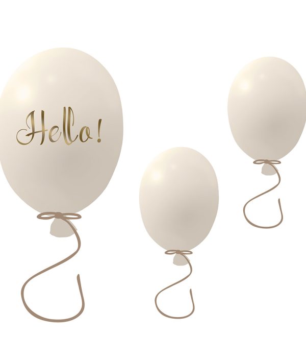Vægklistermærke festballoner 3-pak, cream