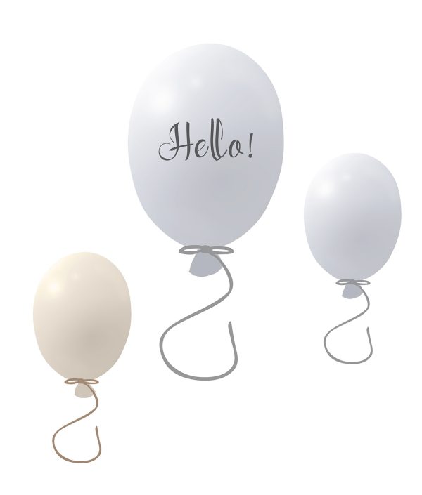 Vægklistermærke partyballoner 3-pak, grey