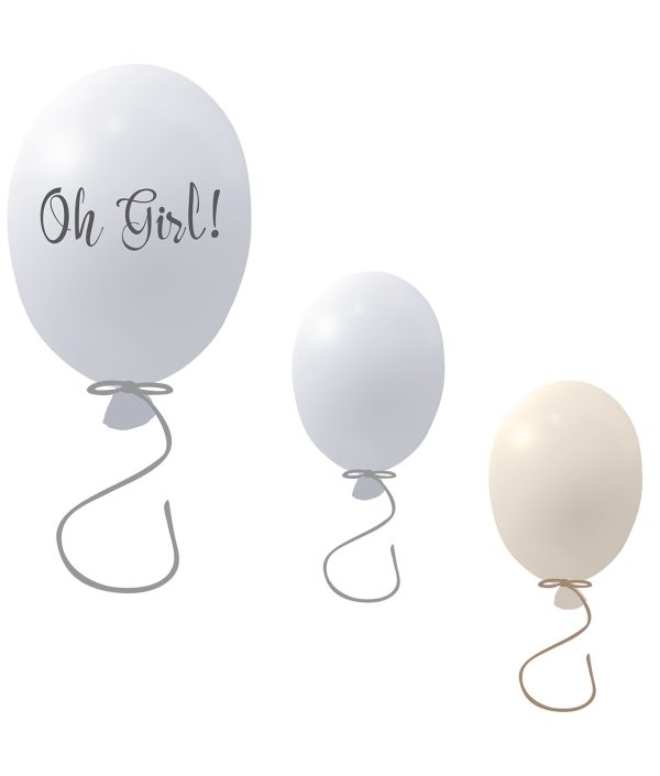 Vægklistermærke partyballoner 3-pak, grey