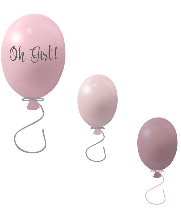 Vægklistermærke partyballoner 3-pak, rose